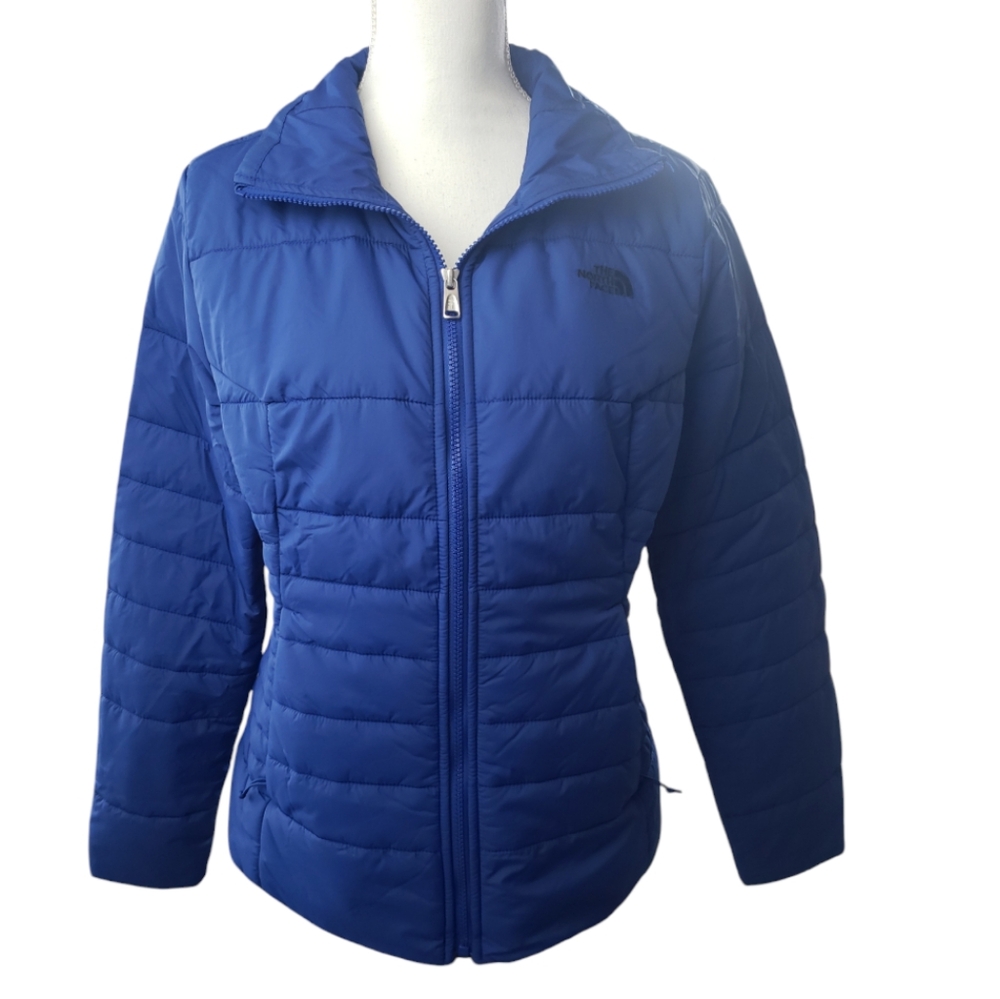 The North Face Puffer Jacket Size Medium Navy/Purple 3 Front Zip Pockets